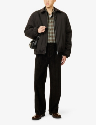 Our Legacy Mens Churchill Stripe Avenue Puffer Woven Jacket In Burgundy