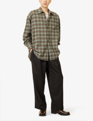 Our Legacy Mens Iowa Flannel Borrowed Check Long-sleeve Cotton Shirt In Multi