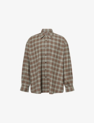 Our Legacy Mens Iowa Flannel Borrowed Check Long-sleeve Cotton Shirt In Multi