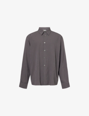 Our Legacy Mens Iron Stripe Beyond Stripe Long-sleeve Woven Shirt In Gray