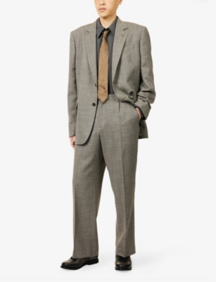 Our Legacy Mens Brown Natural Borrowed Wide Tapered-leg Wool Chino Trousers In Multi