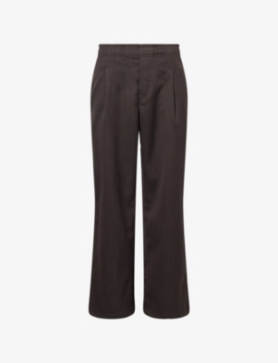 Our Legacy Mens Havana Brown Leisure Pleat Wide-leg Wool Trousers In Gray