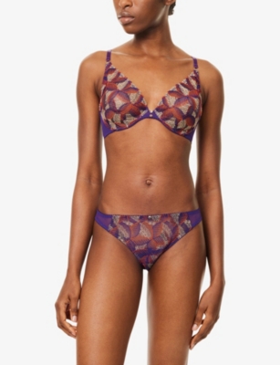 Aubade Womens Vivid Purple Life Celebration Low-rise Stretch-lace Briefs