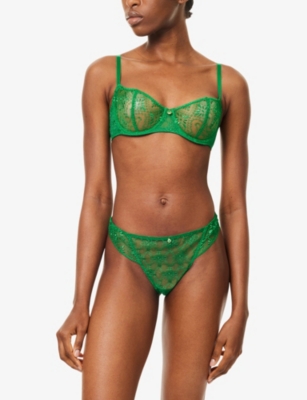 Aubade Womens Green Island Losing My Mind Low-rise Stretch-lace Tanga Briefs