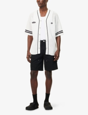 THE COUTURE CLUB: Baseball Crochet-Knit Cotton Shirt
