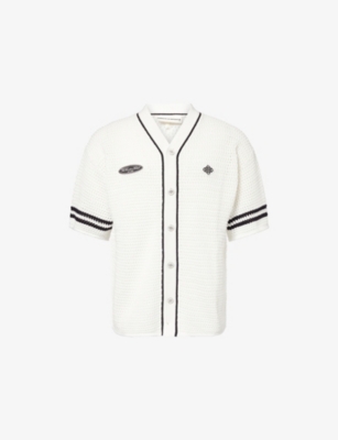 THE COUTURE CLUB: Baseball Crochet-Knit Cotton Shirt