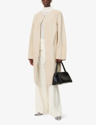TOTEME: Collarless Relaxed-Fit Suede Coat