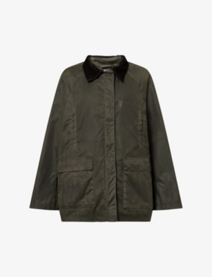 Totême Womens Split-hem Padded Cotton Country Jacket Forest In Black