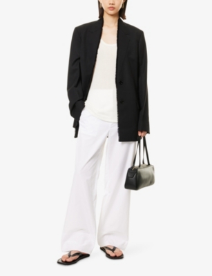 Totême Womens Raw-lapel Single-breasted Wool Jacket Black In Black