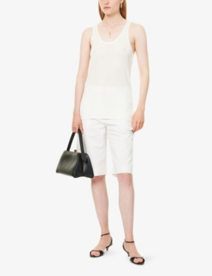 TOTEME: Semi-Sheer Sleeveless Cashmere-Blend Knitted Tank Top