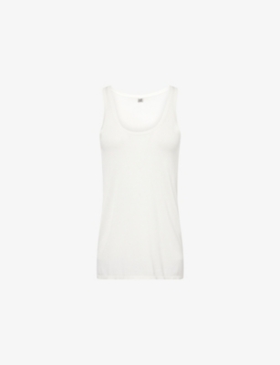 TOTEME: Semi-Sheer Sleeveless Cashmere-Blend Knitted Tank Top