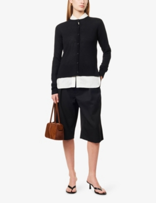 Totême Womens Toteme Logo-embroidered Fine-knit Cardigan