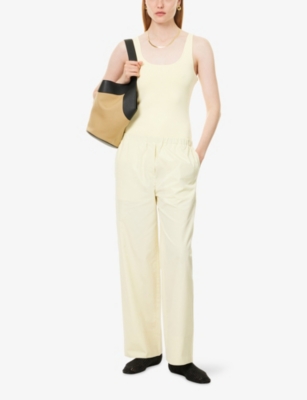 Totême Womens Straw Boxer Wide-leg Cotton Trousers In Neutral