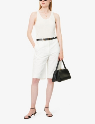 Totême Womens Off-white Tailored Straight-leg Linen-cotton Shorts In White