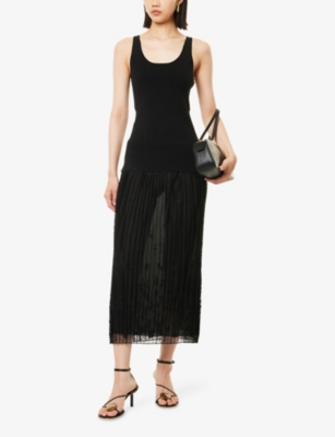 Totême Womens Floral Tulle Maxi Skirt Black In Black