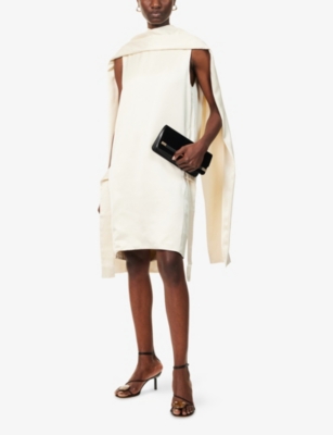 Totême Womens Ecru Cocoon Scarf Woven Midi Dress Xl In White