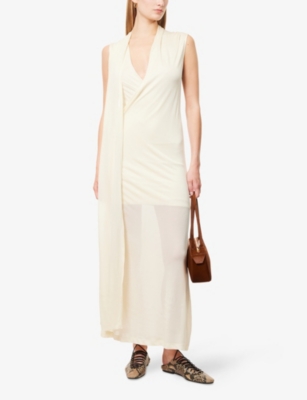 Totême Womens Toteme Scarf Wrap-front Knitted Maxi Dress In Neutral