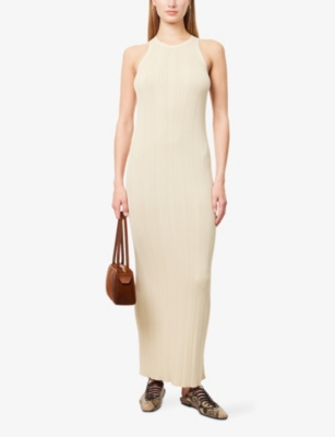 Totême Womens Toteme Seamless Ribbed Knitted Maxi Dress In Neutral