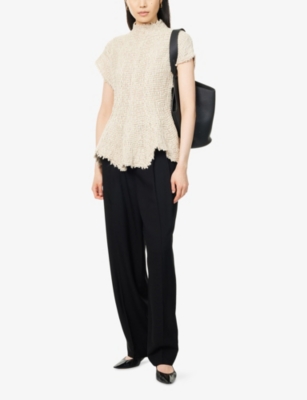 Totême Womens Black Pleated Wide-leg Woven Trousers In Black