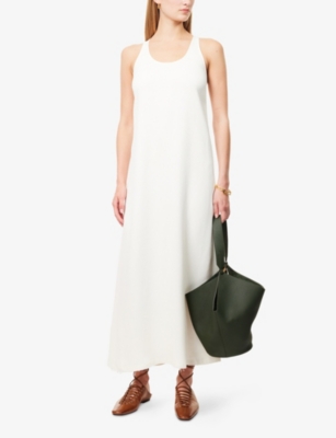 Totême Womens Scoop-neck Woven Maxi Dress Macadamia
