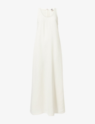 Totême Womens Scoop-neck Woven Maxi Dress Macadamia