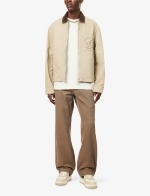 The Couture Club Mens  Embroidered Contrast-collar Cotton-twill Jacket