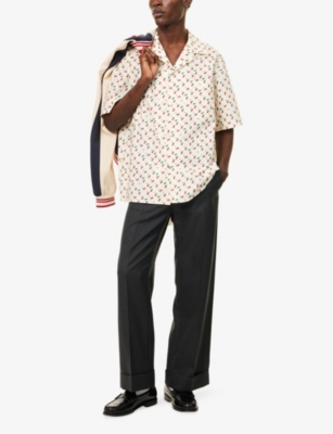 VALENTINO GARAVANI: Cherry-Print Camp-Collar Cotton-Poplin Shirt
