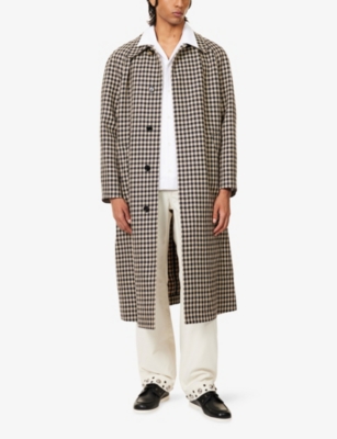 Valentino Coat With Vichy Pattern In Cotton And Wool In Gray
