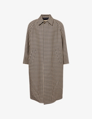 Valentino Coat With Vichy Pattern In Cotton And Wool In Gray