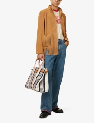 VALENTINO GARAVANI: Fringed High-Neck Suede Jacket