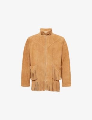 VALENTINO GARAVANI: Fringed High-Neck Suede Jacket