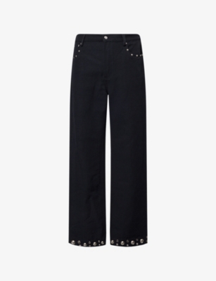 VALENTINO GARAVANI: Eye-let Stud Embellishment Straight-leg Denim Jeans