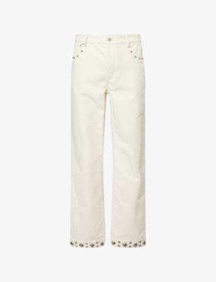 VALENTINO GARAVANI: Eyelet Stud Embellishment Straight-leg Denim Jeans