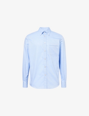 VALENTINO GARAVANI: Brand-Embroidery Curved-Hem Cotton-Poplin Shirt
