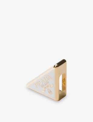 PRADA: Triangle-Plaque Metal Brass Scarf Clip