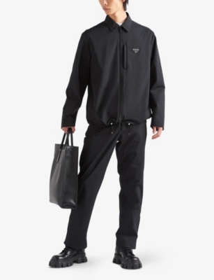 PRADA: Logo-Plaque Oversized-Fit Woven Shirt