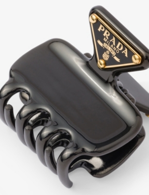 Prada Womens Black Branded Metal Claw Clip