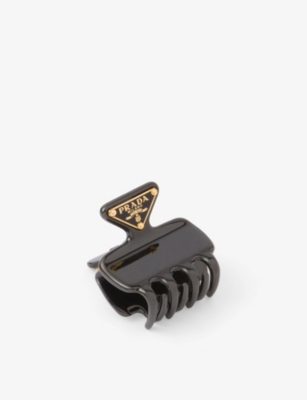Prada Womens Black Branded Metal Claw Clip
