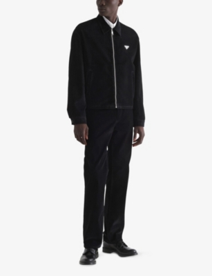 PRADA: Triangle-Logo Cotton Velvet Blouson Jacket