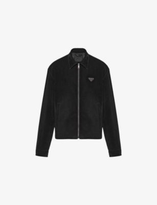PRADA: Triangle-Logo Cotton Velvet Blouson Jacket
