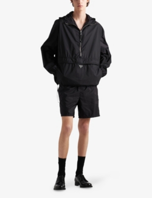 PRADA: Logo-Plaque Relaxed-Fit Swim Shorts