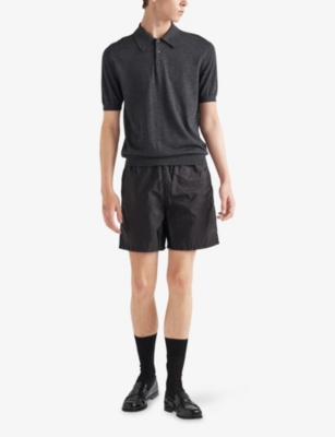 Prada Mens Black Triangle-logo Re-nylon Swim Trunks