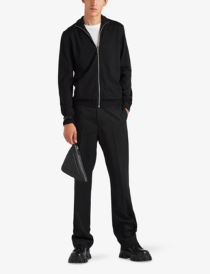 Prada High Neck Zip Front Cardigan