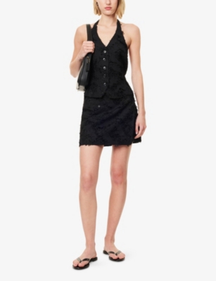 Samsoe & Samsoe Womens Black Salazio Textured Woven Mini Skirt In Black