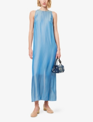 Samsoe & Samsoe Womens Saingrid A-line Viscose And Silk-blend Maxi Dress Blue Jasper In Blue