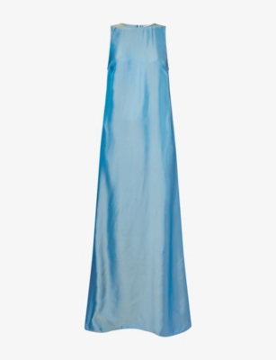 Samsoe & Samsoe Womens Saingrid A-line Viscose And Silk-blend Maxi Dress Blue Jasper In Blue