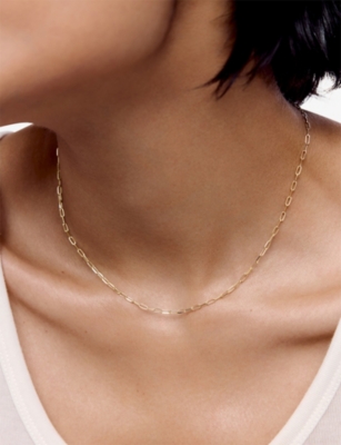 Monica Vinader Womens Mini Paperclip 14ct Yellow-gold Chain Necklac