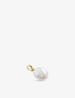 Monica Vinader Gold Baroque Pearl Pendant Pearl In Silver
