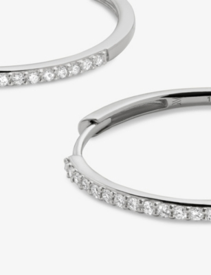 Monica Vinader Womens Pavé 14ct White-gold And 0.23ct Round Brilliant-cut Lab-grown Diamond Hoop Earrings Silver