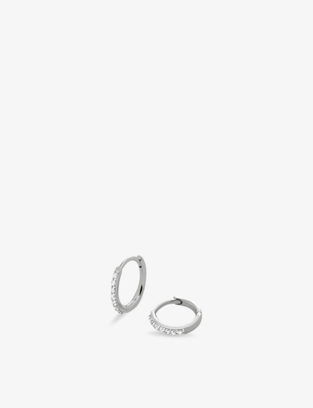 Pavé-Set 14ct White-Gold and 0.15ct Brilliant-Cut Lab-Grown Diamond Huggie Earrings